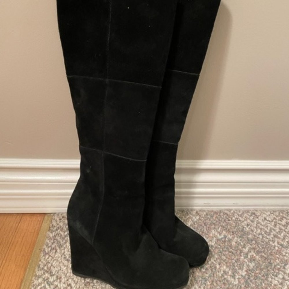 Black Suede Boots - Size 5